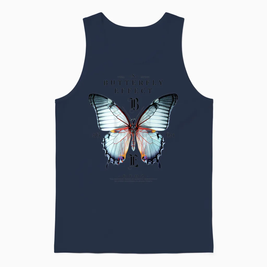 Effect Butterfly Insect Moth Butterfly Chaos Butterfly T-Shirt, Gray Unisex Tank Top in Navy