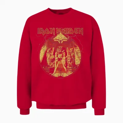 Iron Maiden Lightning Circle Navy Unisex Sweatshirt - Red