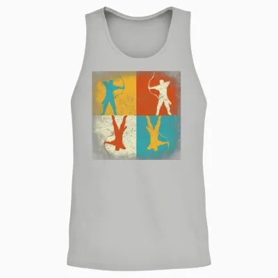 Archery Practice Retro Squares Unisex Tank Top - Ash