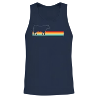 Cow Retro Farm & Country Unisex Tank Top - Navy – 2