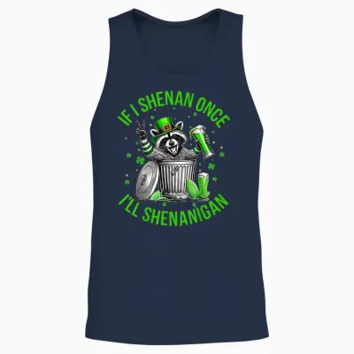 If I Shenan Once I'll Shenanigan St Patricks Day Raccoon Unisex Tank Top - Navy