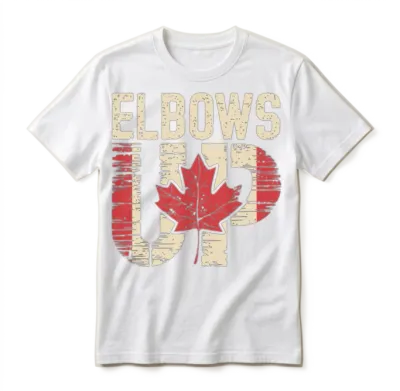 Elbows Up Canada Maple Leaf Unisex T-Shirt - White