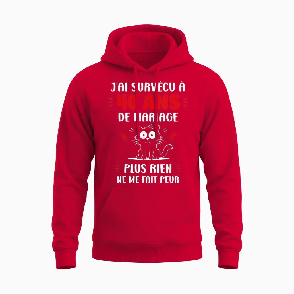 Couple 40 Ans Blague Humour Anniversaire De Mariage 40 Ans Unisex Hoodie in Red
