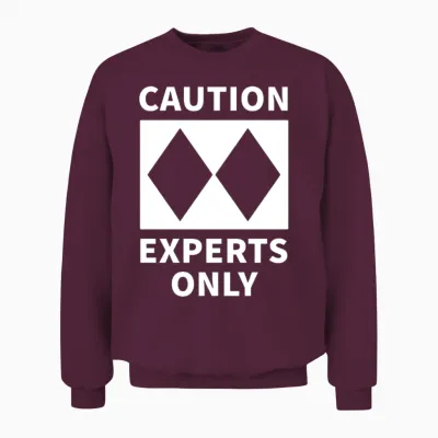 Double Black Diamond, Experts Only, Snowboard, Ski Unisex Sweatshirt - Maroon