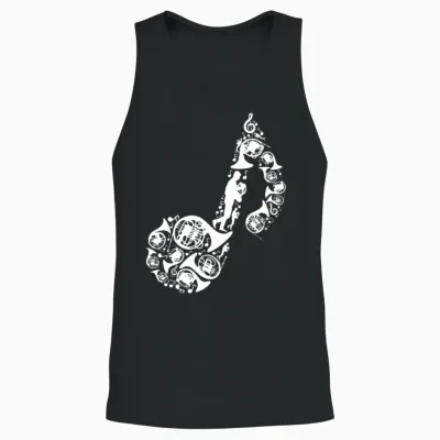 French Horn Drawing Unisex Tank Top - Black