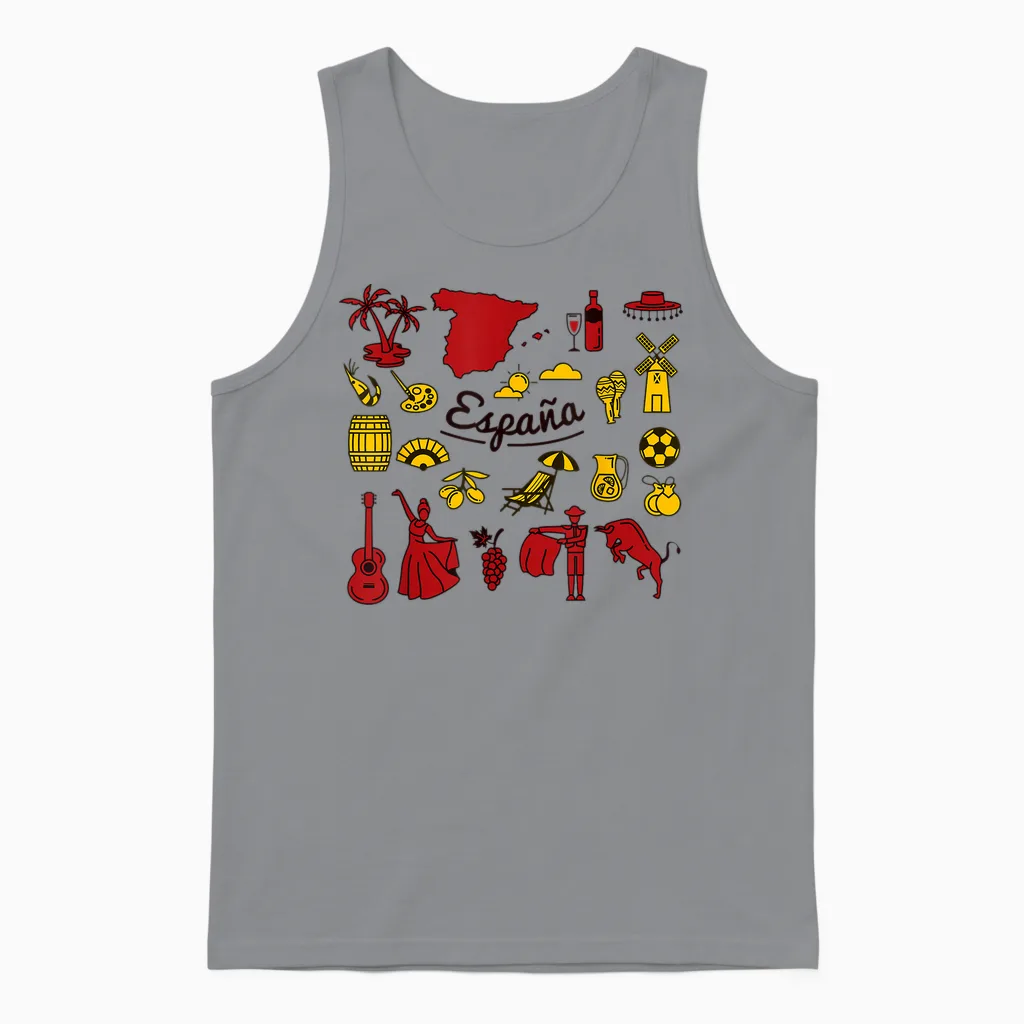 Viva España Icônes De La Culture Espagnole Design Rétro Vintage Unisex Tank Top in Sport Grey
