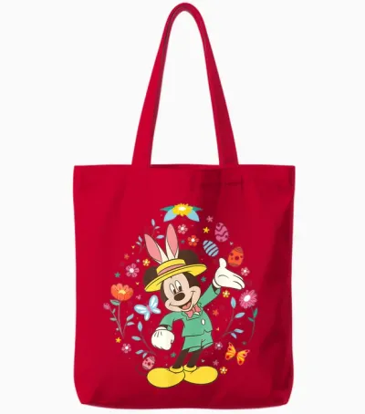 Disney Mickey Mouse with Bunny Ears and Easter Egg Spring Tote Bags - Red
