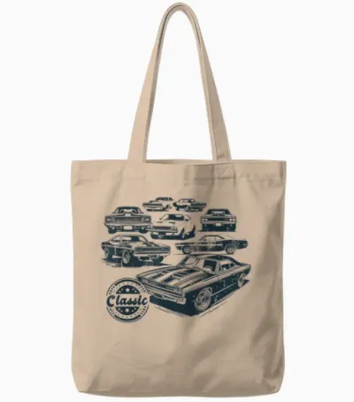 Oldtimer-Kollektion Vintage Muscle Cars Tote Bags - Natural