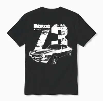 1973 Camaro Z28 Front Three Quarter View Silhouett Unisex T-Shirt - Black