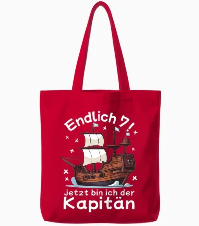 Kinder 7. Geburtstag Piraten Endlich 7 Junge 7 Jahre Piratenschiff Tote Bags - Red