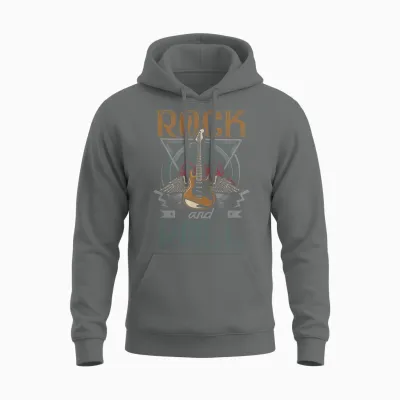 Vintage Retro 80s Rock & Roll Music Guitar Wings Unisex Hoodie - Graphite Heather