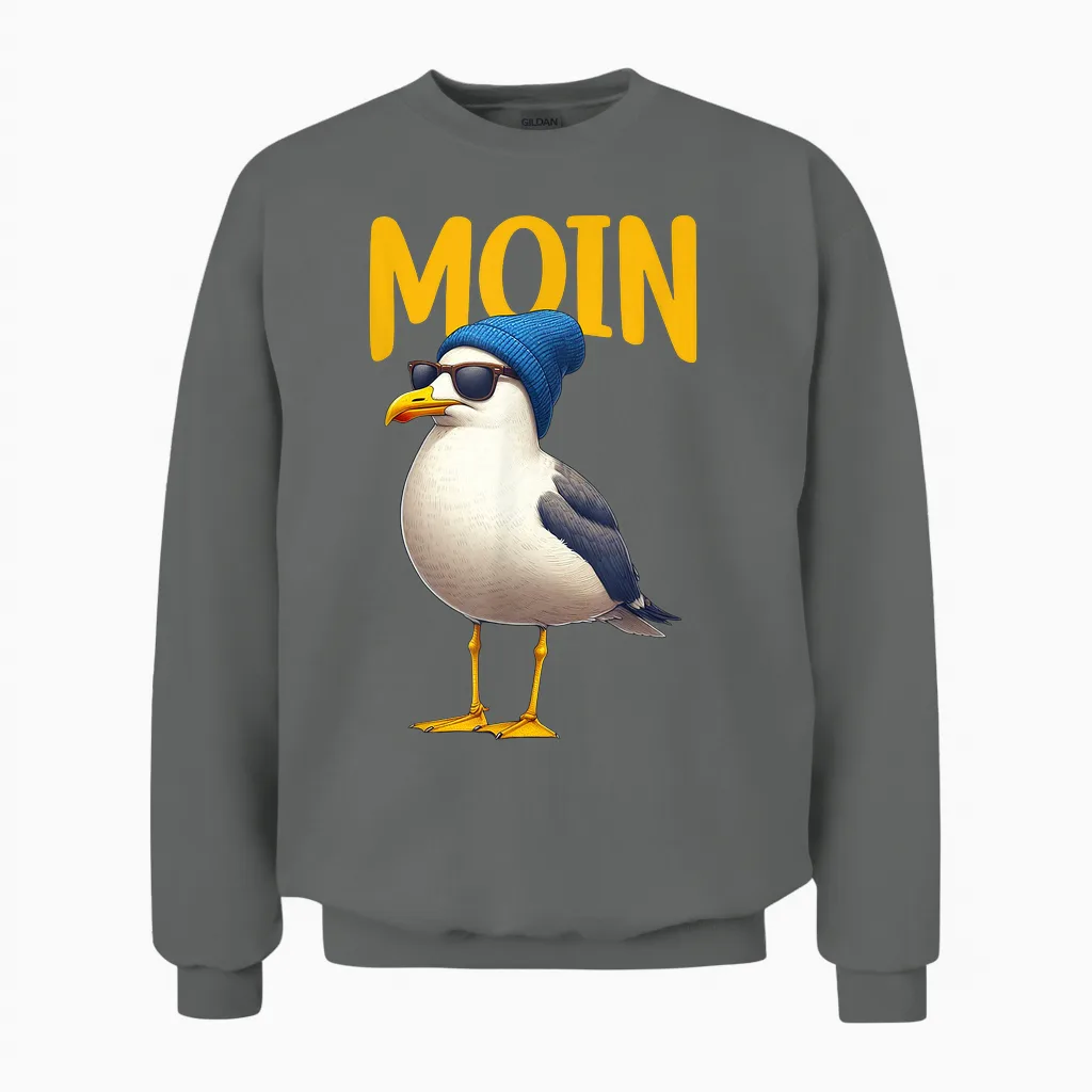 Moin Möwen Vogel Meer Hamburg Plattdeutsch Maritim Gruß Unisex Sweatshirt in Graphite Heather