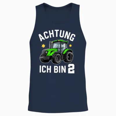 Kinder Achtung Ich Bin 2 Traktor Junge 2 Jahre Alt Trecker Geschenk Unisex Tank Top - Navy