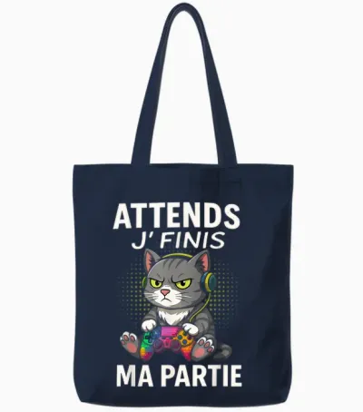 Wait I'm Finishing My Party Geek Video Games Chat Gamer Tote Bags - Navy