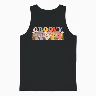 Groovy Since 1974 Retro Hippie 49th Birthday Unisex Tank Top - Black