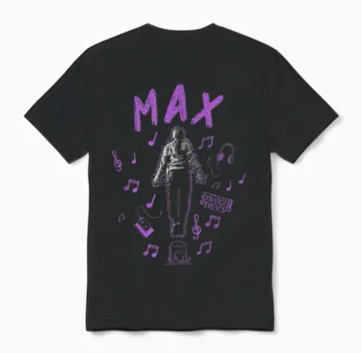 Stranger Things 4 Max Painted Music Notes Unisex T-Shirt - Black