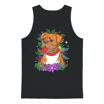 Cute Dog Pet Owner Dog Print Flower Boxer Dog Unisex Tank Top - Black