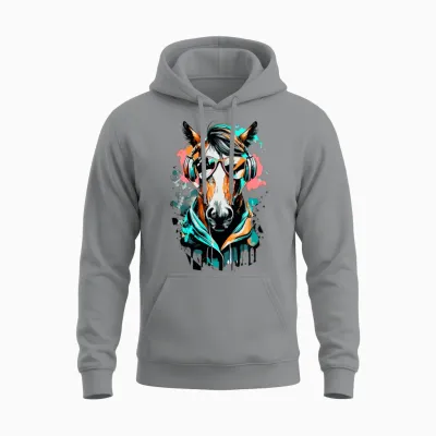Horse Riding - Cute Horse Head - Equestrian Sports Unisex Hoodie - Sport Grey