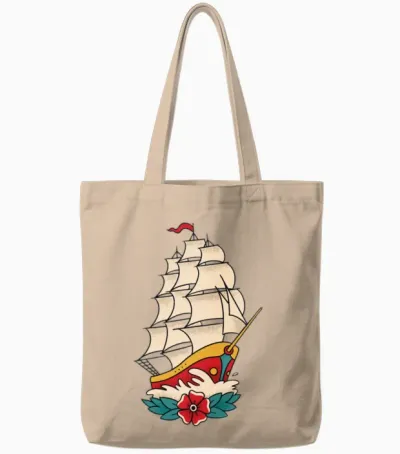 Old Retro Boat Sailing Old Retro Boat Sailing Insp Tote Bags - Natural