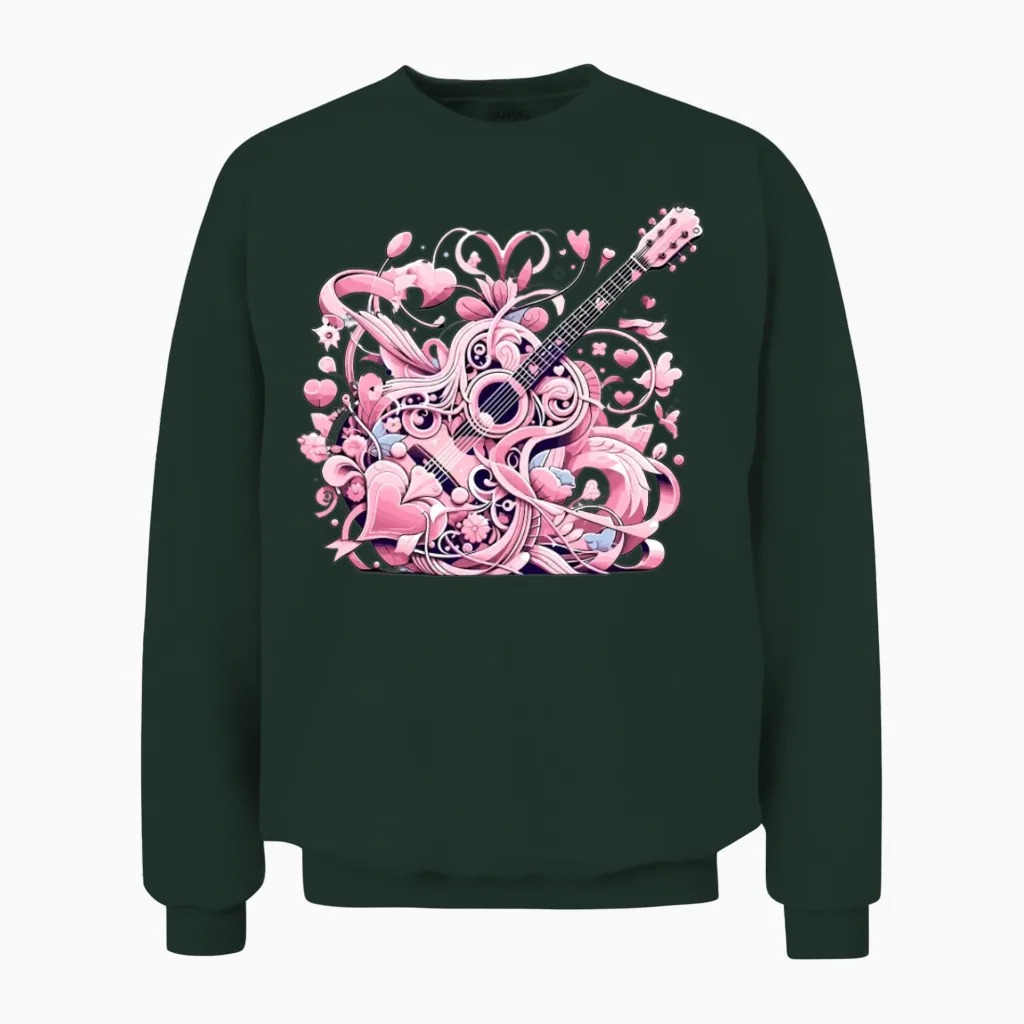 Retro Style Guitar for Guitarists Unisex Sweatshirt - Forest