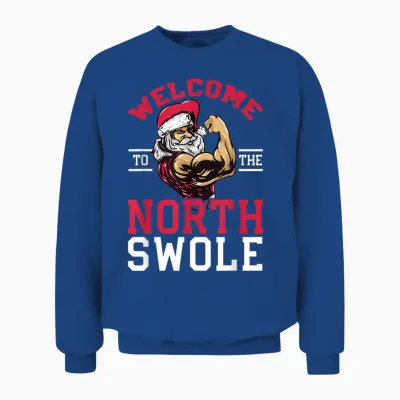 Funny Christmas Weightlifting Workout T-Shirt North Swole Unisex Sweatshirt - Royal