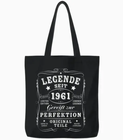 1961 Birthday Man 65th Decoration Funny 65s 65th Birthday Tote Bags - Black