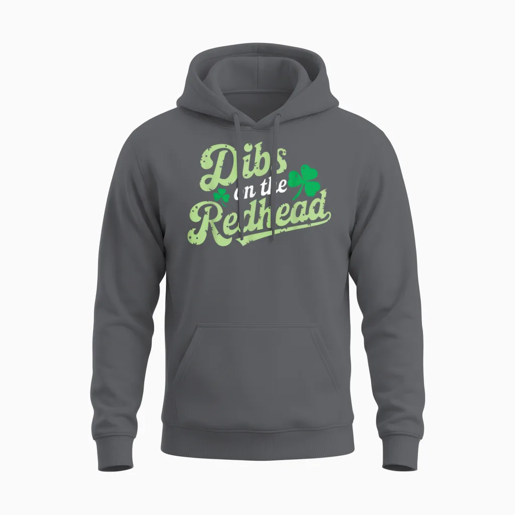 St Patricks Day Shirt Dibs on the Redhead Irish Men Women Unisex Hoodie in Charcoal