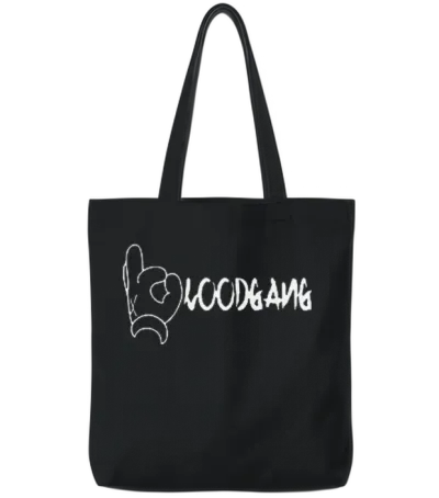 Blood Gang Cool Logo Funny Lucky Rock Hand Script Tote Bags - Black