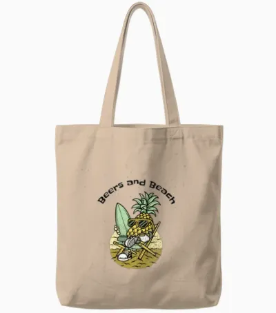 Sunny Pineapple Surfer Tote Bags - Natural