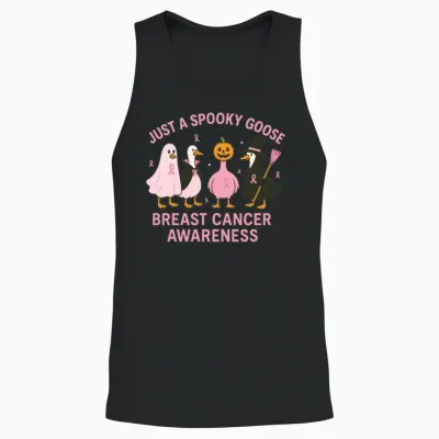 Spooky Goose Breast Cancer Awareness Design Unisex Tank Top - Black