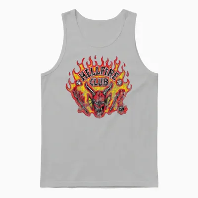 Stranger Things Hellfire Flames Unisex Tank Top - Ash