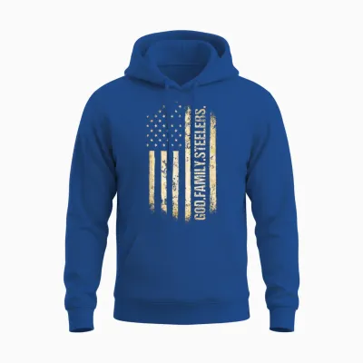 God Family Steelers Pro Us American Flag Father's Day Unisex Hoodie - Royal