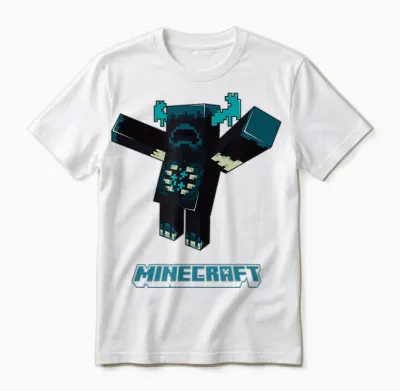 Minecraft Sculk Shriekers Hostile Mob Warden Attacking T-Shirt, Blue Unisex T-Shirt - White