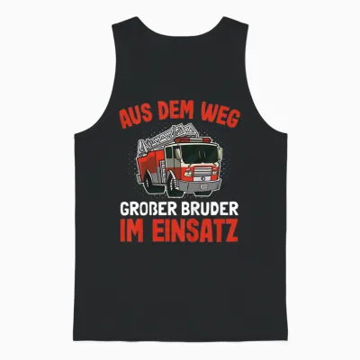 T-Shirt with German Text "großer Bruder Feuerwehr Unisex Tank Top - Black