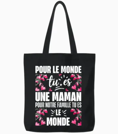Mum Gift Mother's Day Best Mum in the World T-Shirt, Black, S Tote Bags - Black