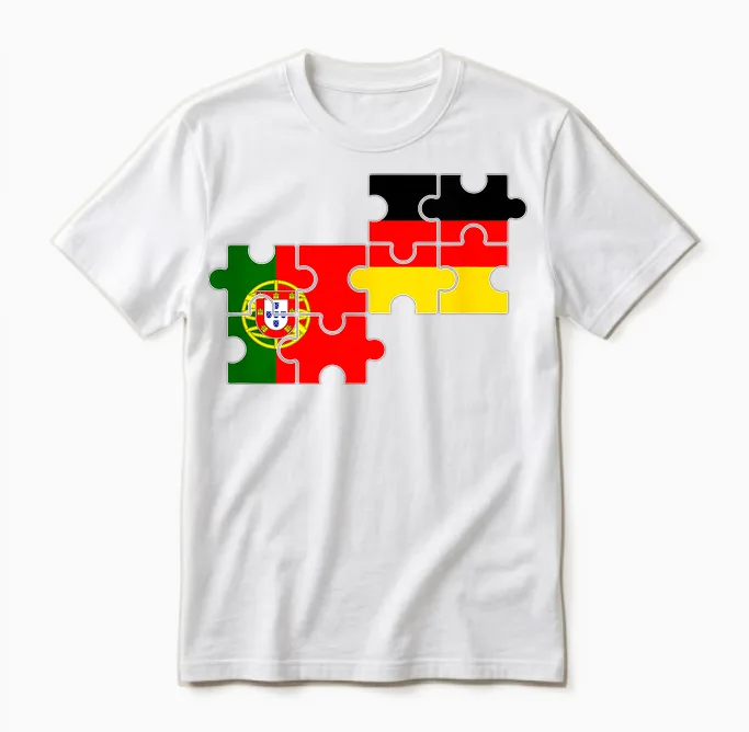 Portugal Deutschland Flagge Deutsch Portugiese Unisex T-Shirt in White