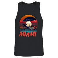 Miami Beach Retro Sunset — Summer & Unisex Tank Top - Black – 2
