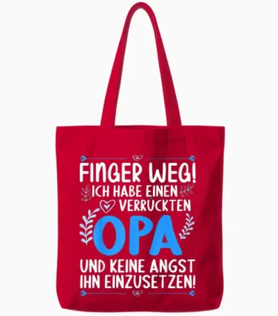 Finger Weg Ich Habe Einen Verrückten Opa Lustiges Opa Tote Bags - Red