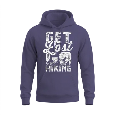Get Lost, Go Hiking - Hiking Unisex Hoodie - Heather Sport Dark Navy