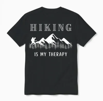 Hiking Is My Therapy Unisex T-Shirt - Black