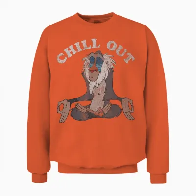 Disney Lion King Rafiki Chill Out Meditation Graphic Unisex Sweatshirt - Orange