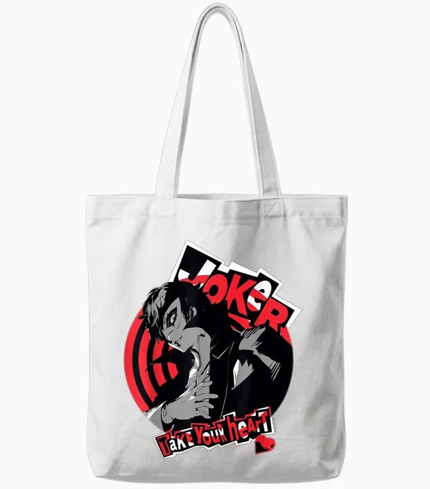 Persona 5 Joker Take Your Heart Atlus Tote Bags in White