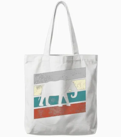 Elephant Retro Tote Bags - White