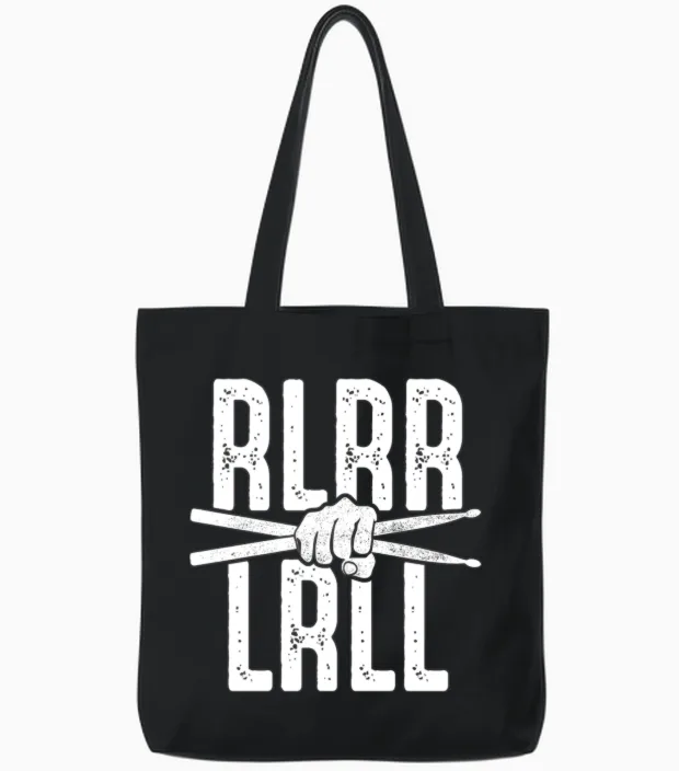Rudimento Rlrr Lrll Drummer Paradiddle Rock Music Tote Bags in Black