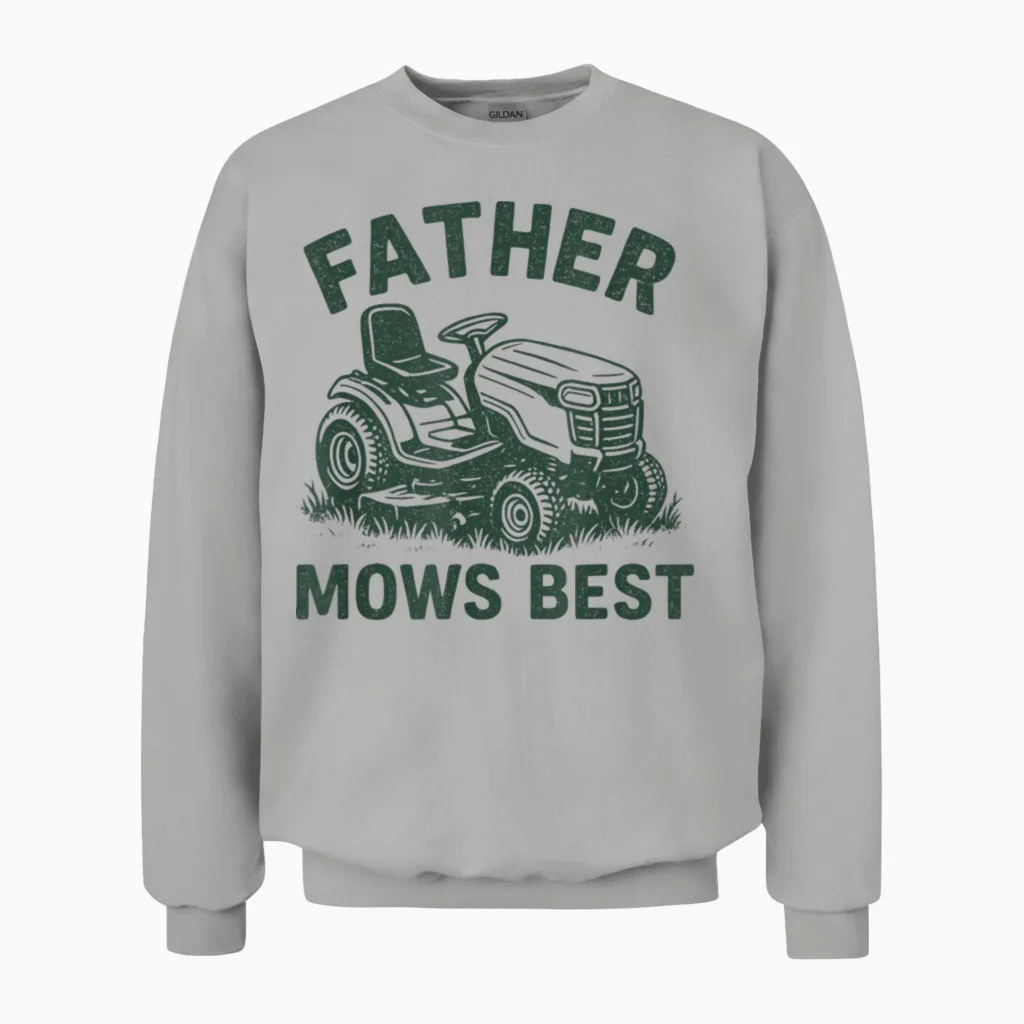Father Mows Best Retro - Dad Unisex Sweatshirt in Ash