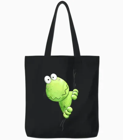 Modartis Quak Frosch Cartoon I Quakfrosch Für Frosch Freunde T-Shirt, Unisex-Erwachsene, Schwarz, Klein Tote Bags - Black