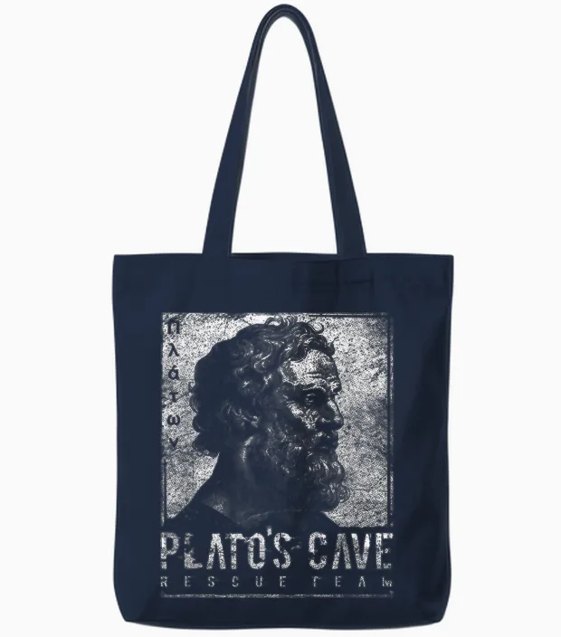 Platos Cave Rescue Team Platons Höhlengleichnis Philosophie Tote Bags in Navy