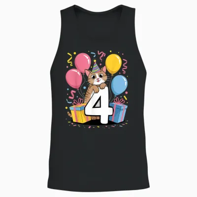 Katze 4. Geburtstag Für Junge Mädchen 4 Jahre Alt Vierte Vier Katze Unisex Tank Top - Black