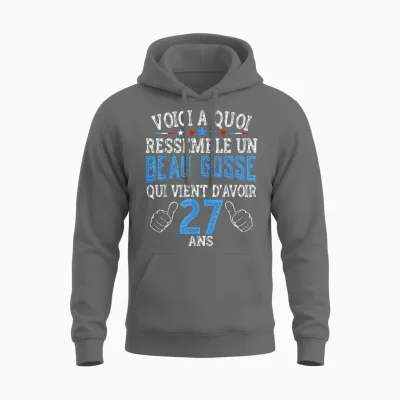 Funny Birthday 27 Years – Gift Idea for Men 27 Years Unisex Hoodie - Graphite Heather