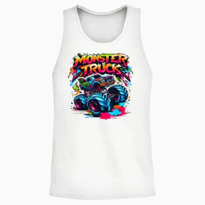 Monster Truck Retro Colorful Graffiti Toddlers Youth Adults Unisex Tank Top - White